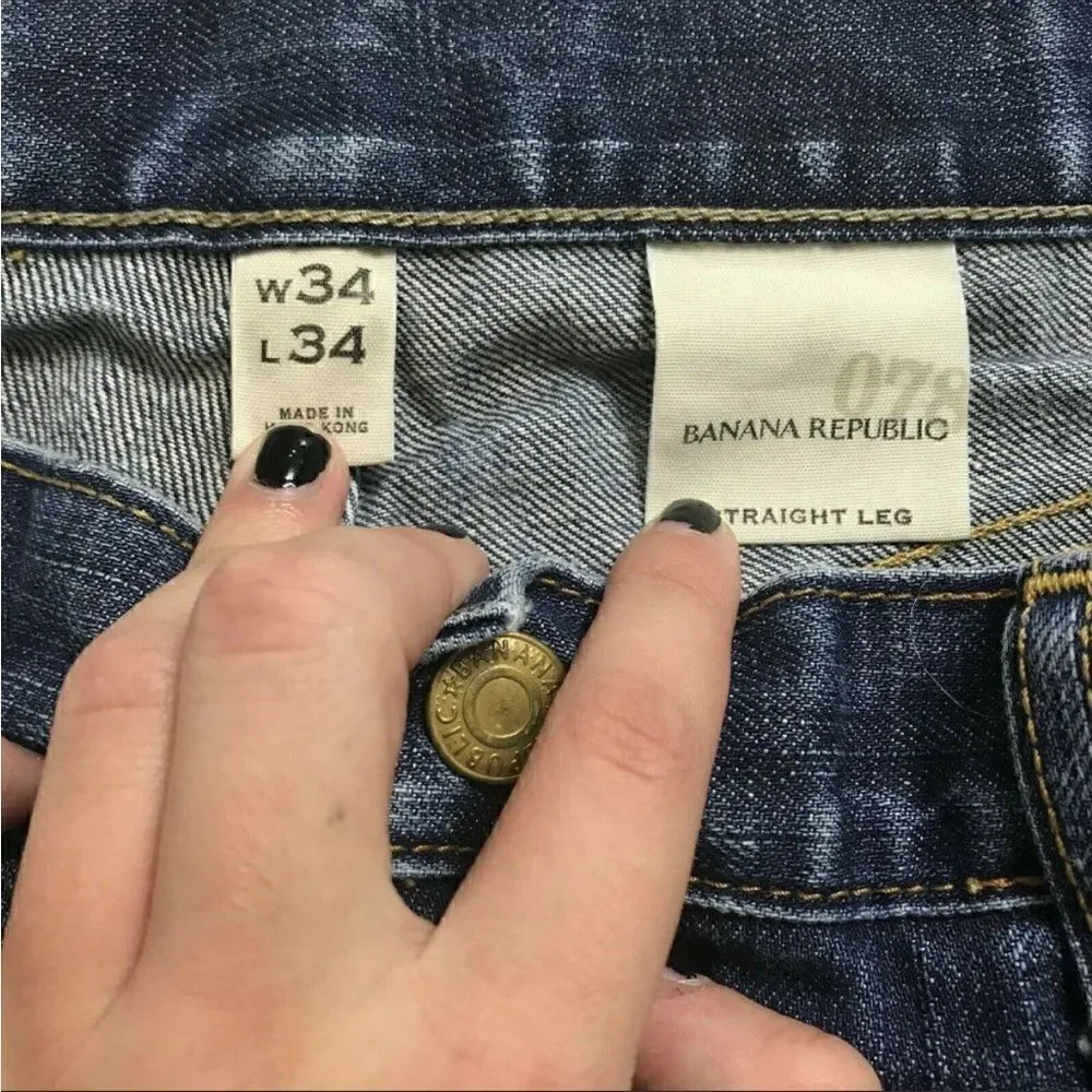 Banana Republic Mens Blue Denim 100 % Cotton Pockets Straight Leg Jeans Size 34